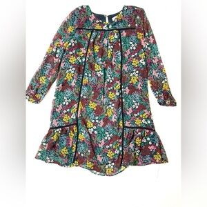 LOFT Floral Multicolor Long Sleeve Boho Shift Dress Size Small